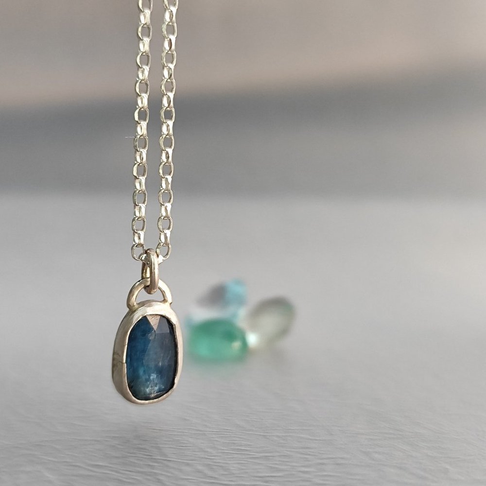 Handmade Blue Kyanite Necklace · Sterling Silver Pendant · Dainty Everyday
